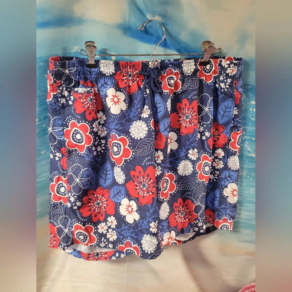 Free Planet Surf‎ NWOT 2PC Floral Blue and Red Men's Short & Shirt Set